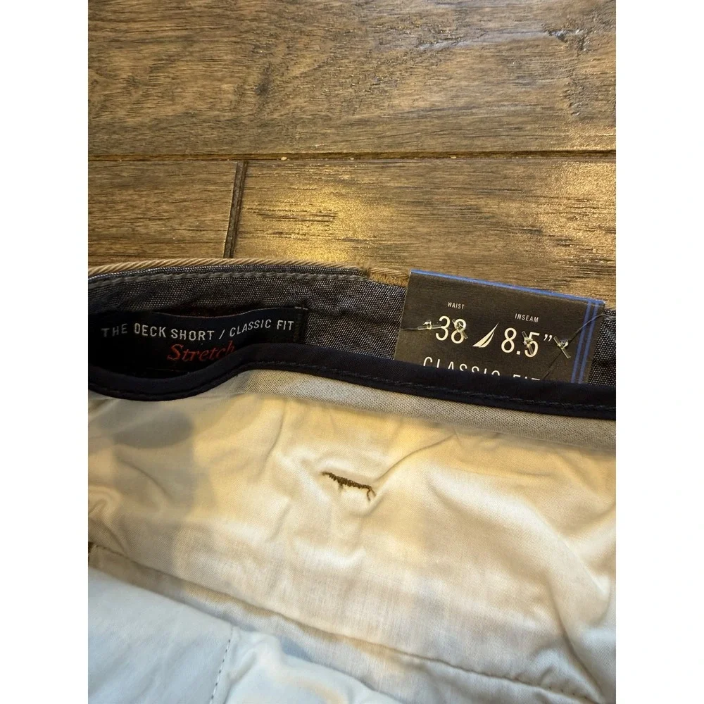 Nautica Deck Shorts Men 38 Oyster Brown Classic Fit Stretch Chino B93000